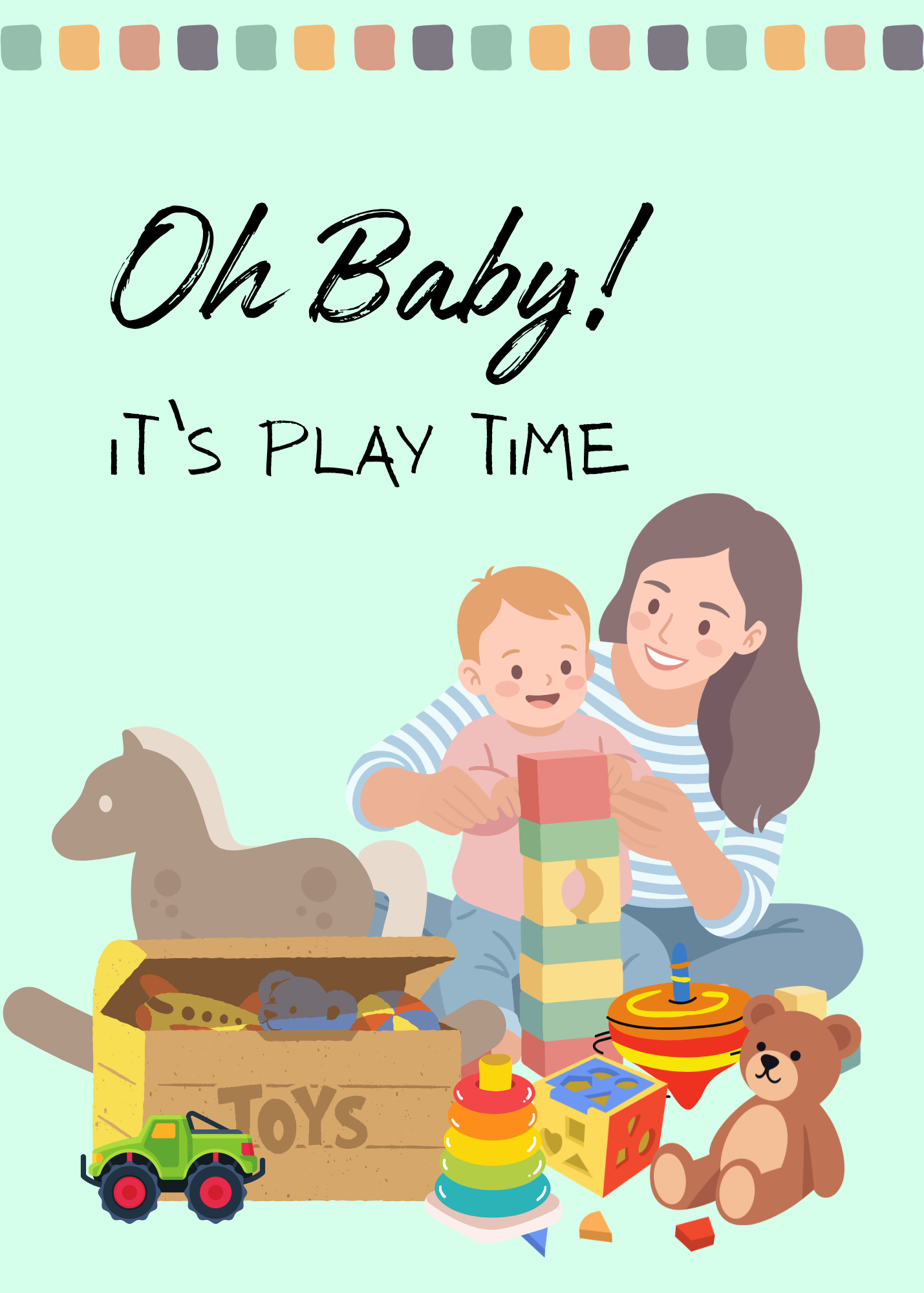 Oh Baby! It's Play Time Greeting Card – Digital Download