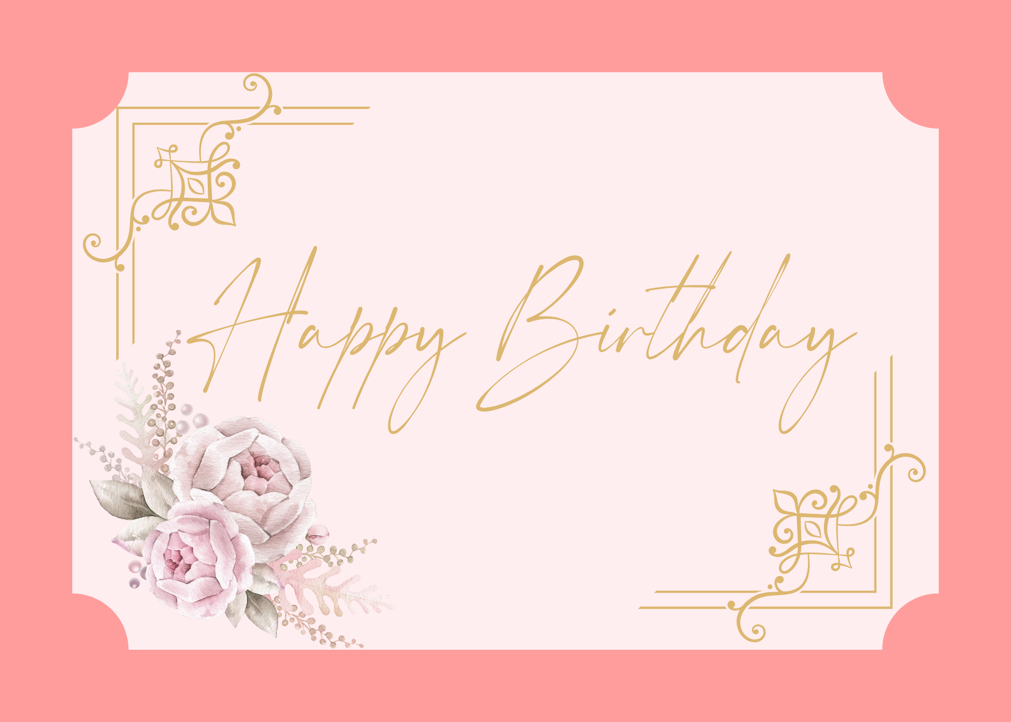 Elegant Pink Floral Birthday Card
