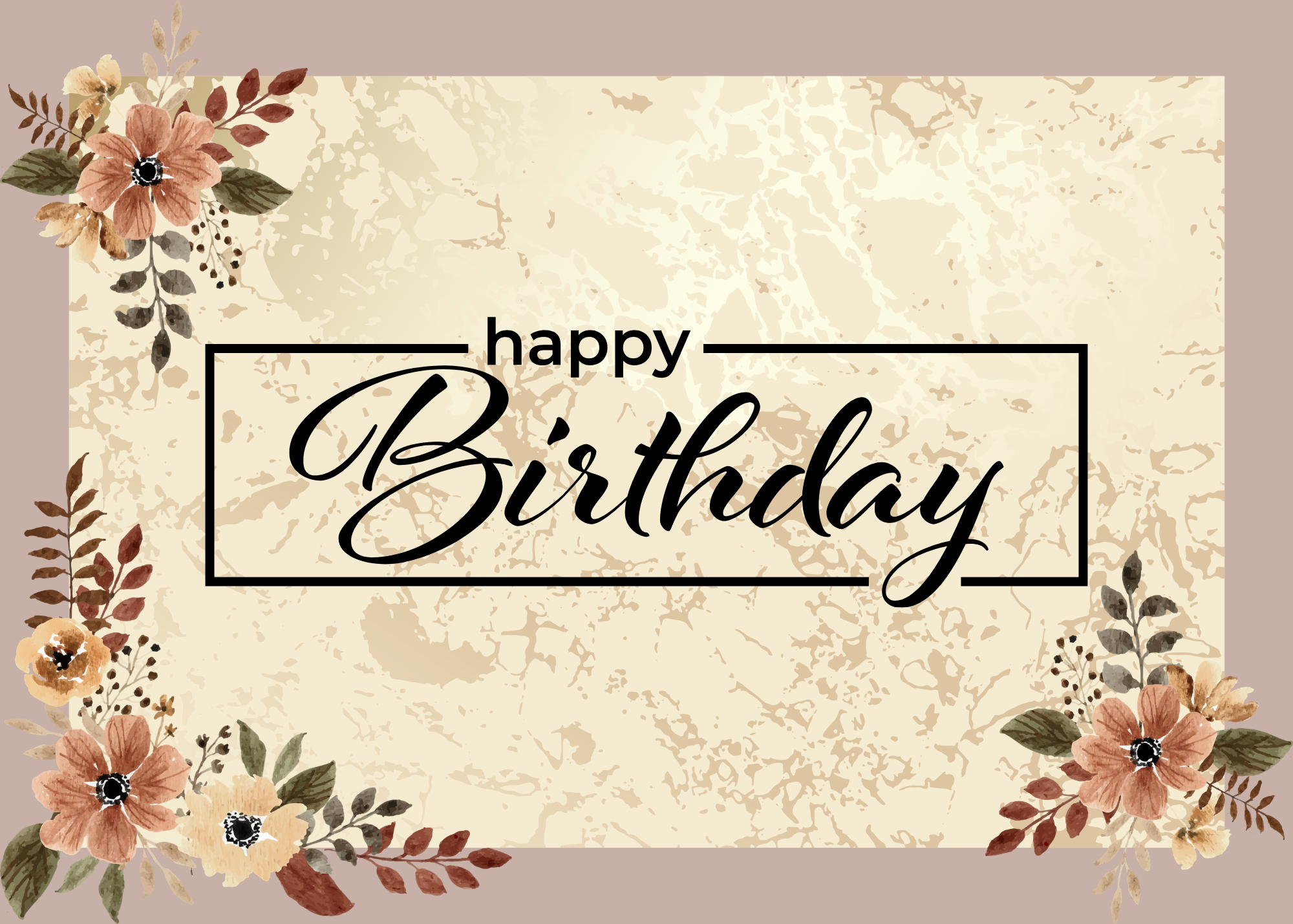 Elegant Purple Floral Birthday Card
