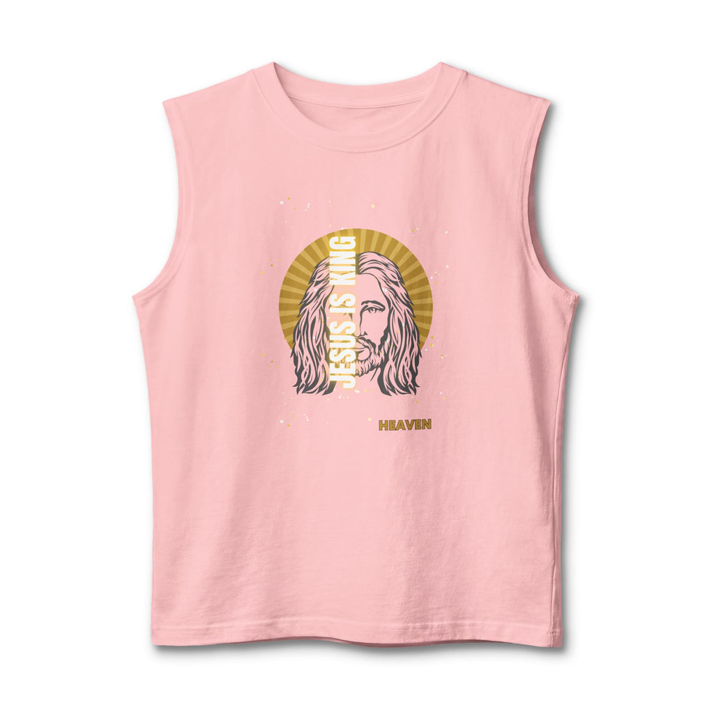 Heaven Graphic Muscle Tank — Retro Jesus Halo Illustration Tank Top