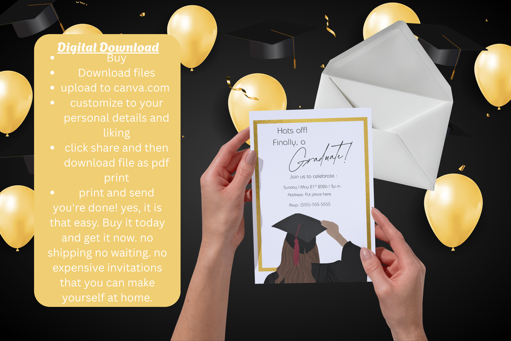 Graduation Party Invitation Digital Download