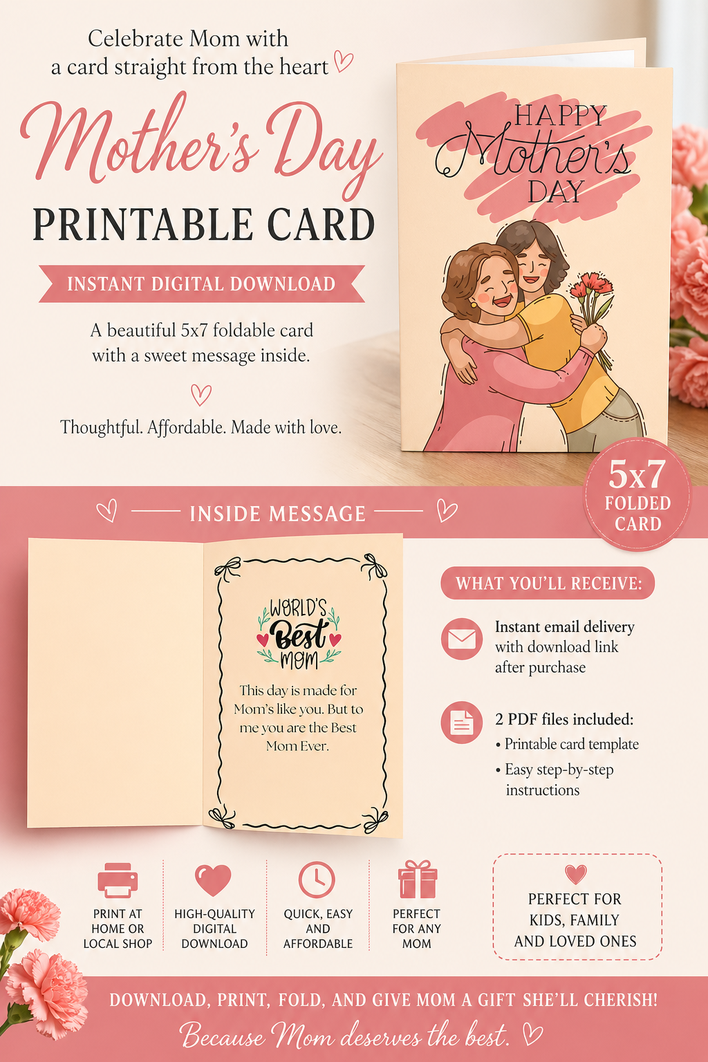 Mother's Day Card Digital download Printable