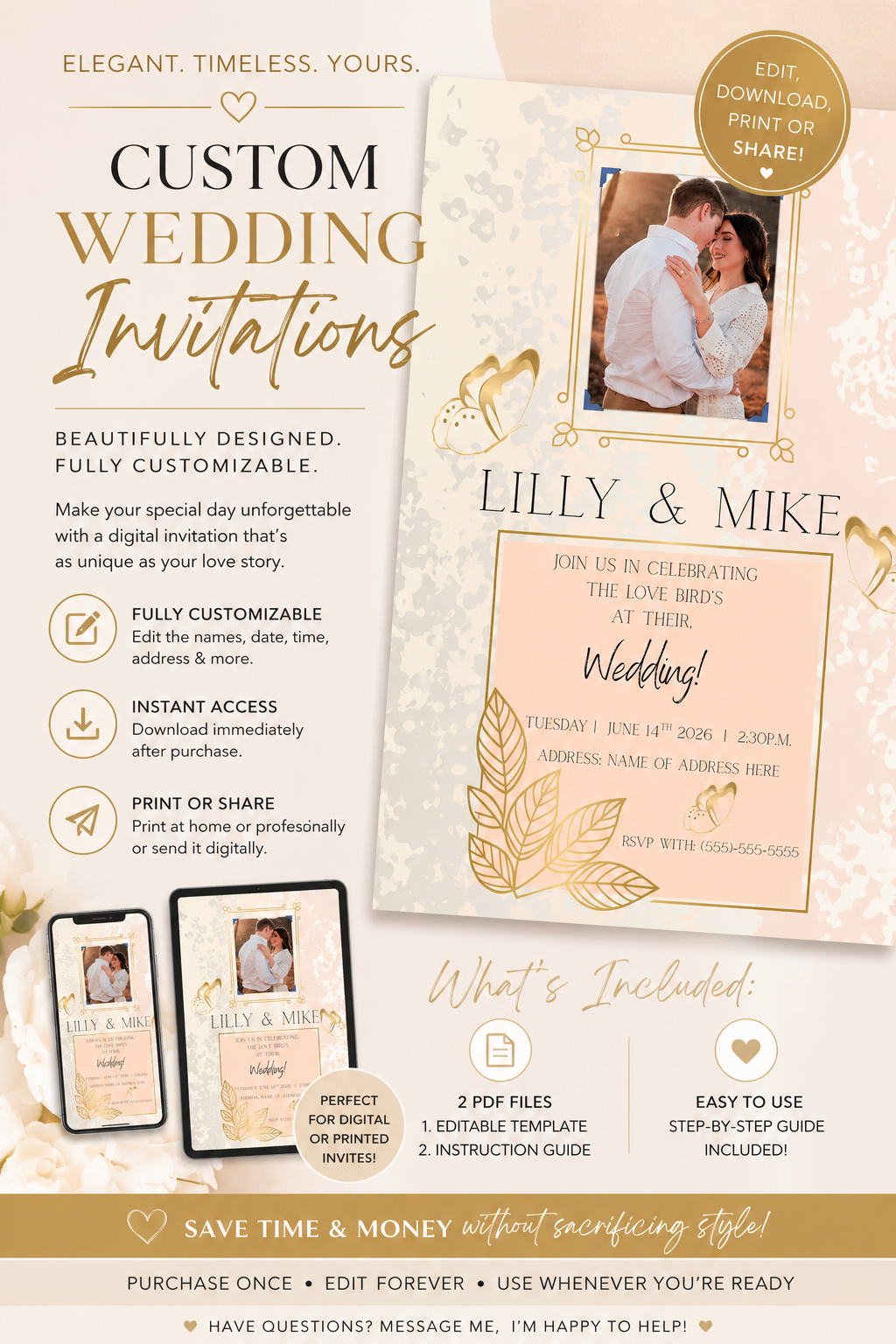 Wedding Invitation Printable Download
