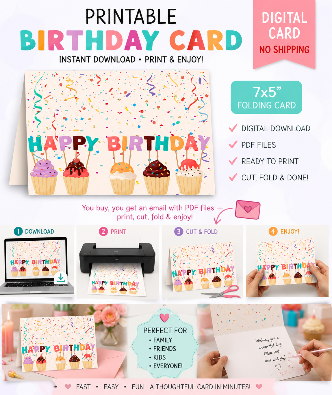 Happy Birthday | Digital Download | Printable | Card