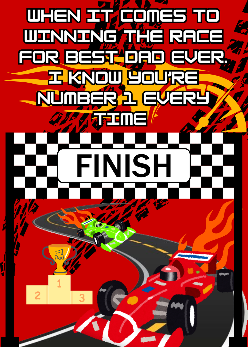 Father's Day Card – #1 Dad Race Car
