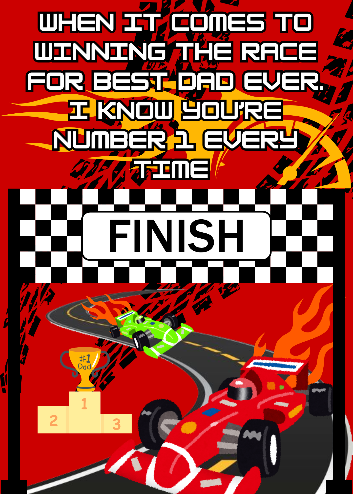 Father's Day Card – #1 Dad Race Car