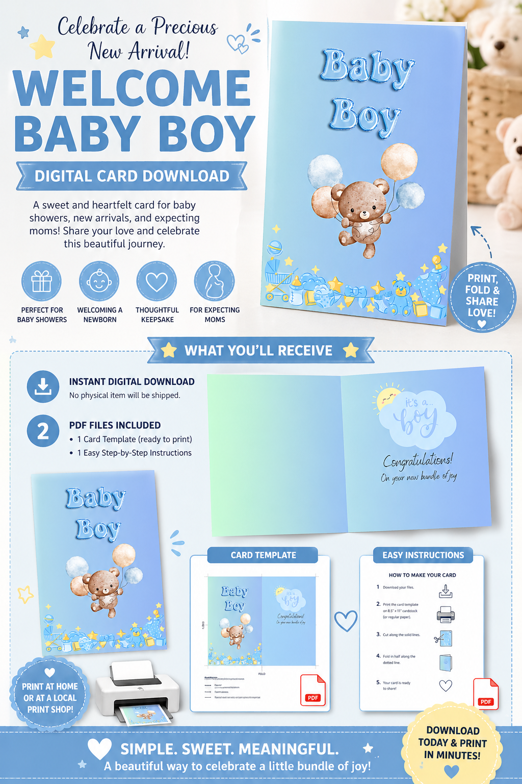 Printable Card Its a Boy