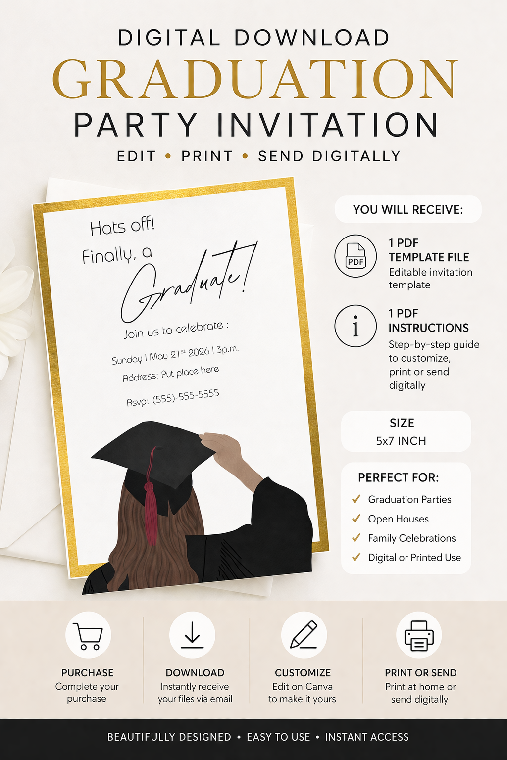 Graduation Party Invitation Digital Download
